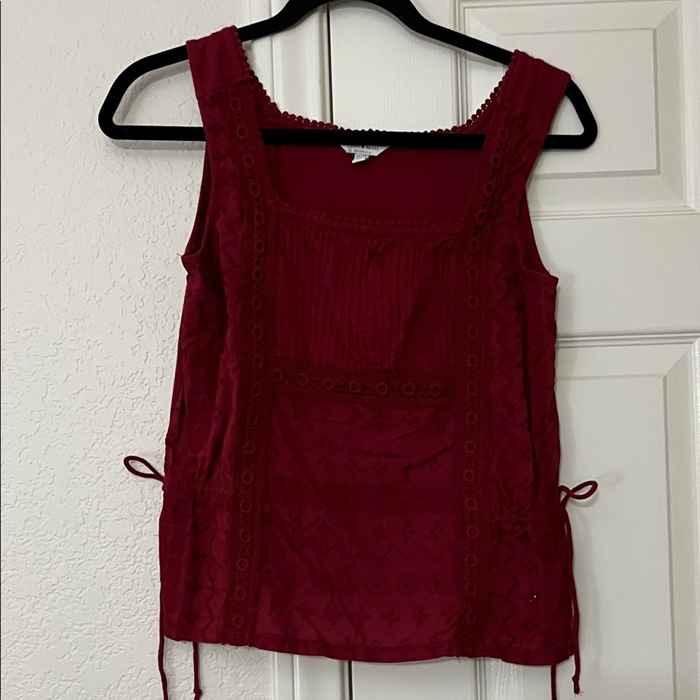 Lucky Brand Red Lace Accent Blouse